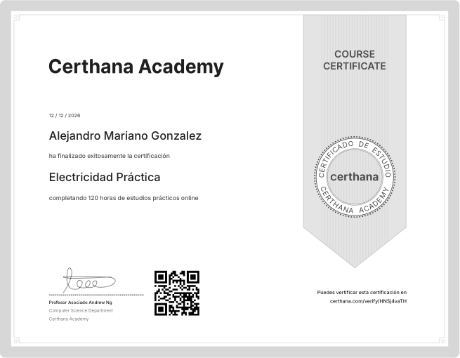 Certificado oficial de Marketing de Contenidos y Estrategia Digital emitido por Certhana Academy